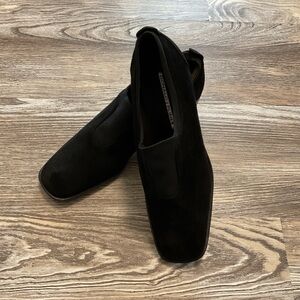 Donald J Pliner Black Suede Slip On Pumps Square Toe 8 NWOT